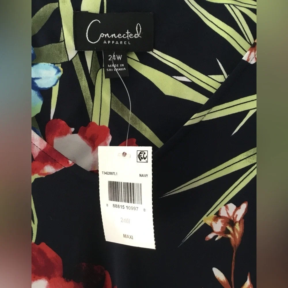 NWT Connected Apparel Plus Women’s Floral Print Polyester Maxi Dress; Size 24W - Picture 4 of 9